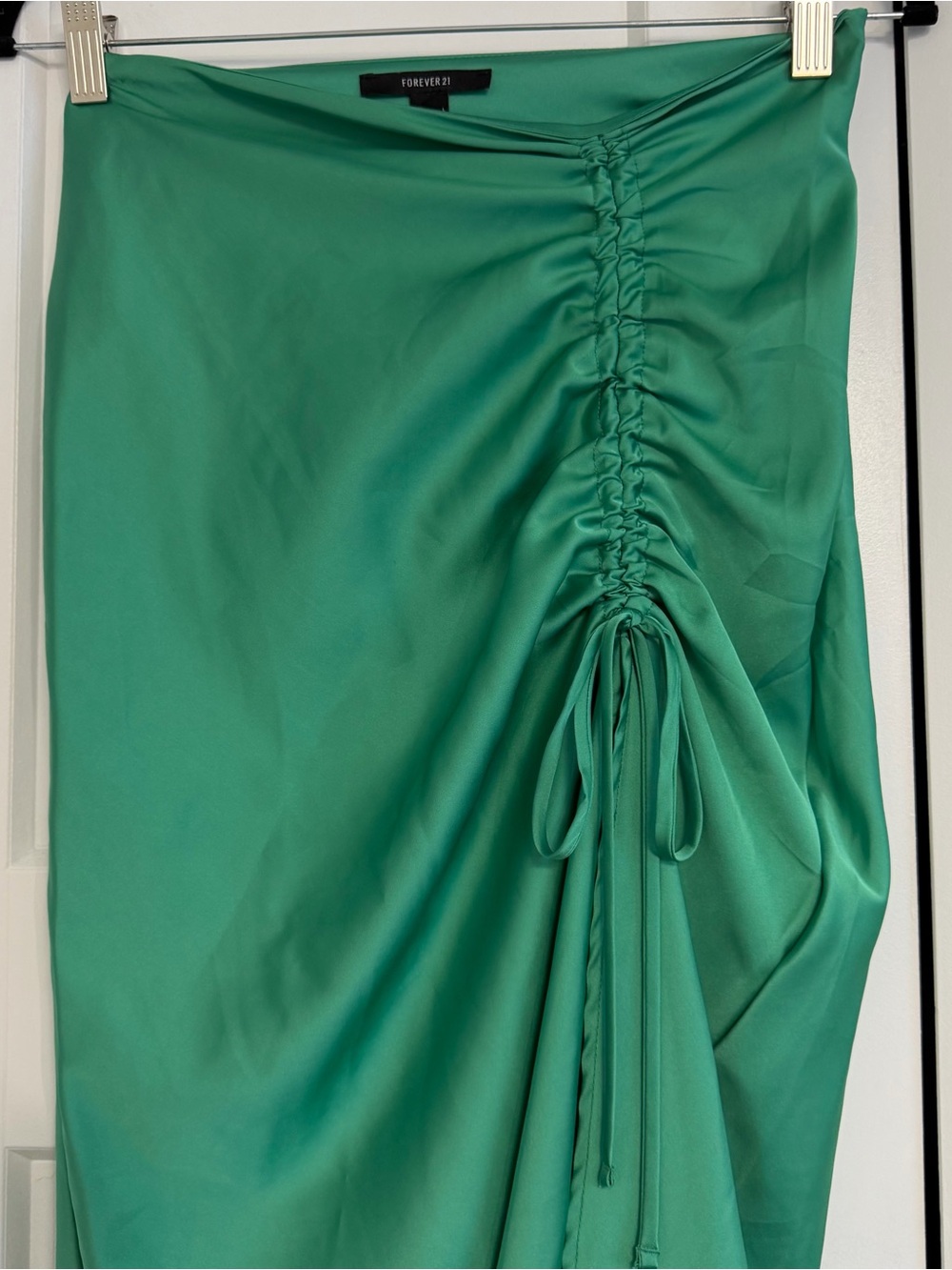 Forever 21 Ruched Satin Midi Skirt